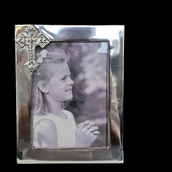 Mariposa Silver Beaded Cross 5x7 Frame  Brutalist Christian Photo - Picture 11 of 15